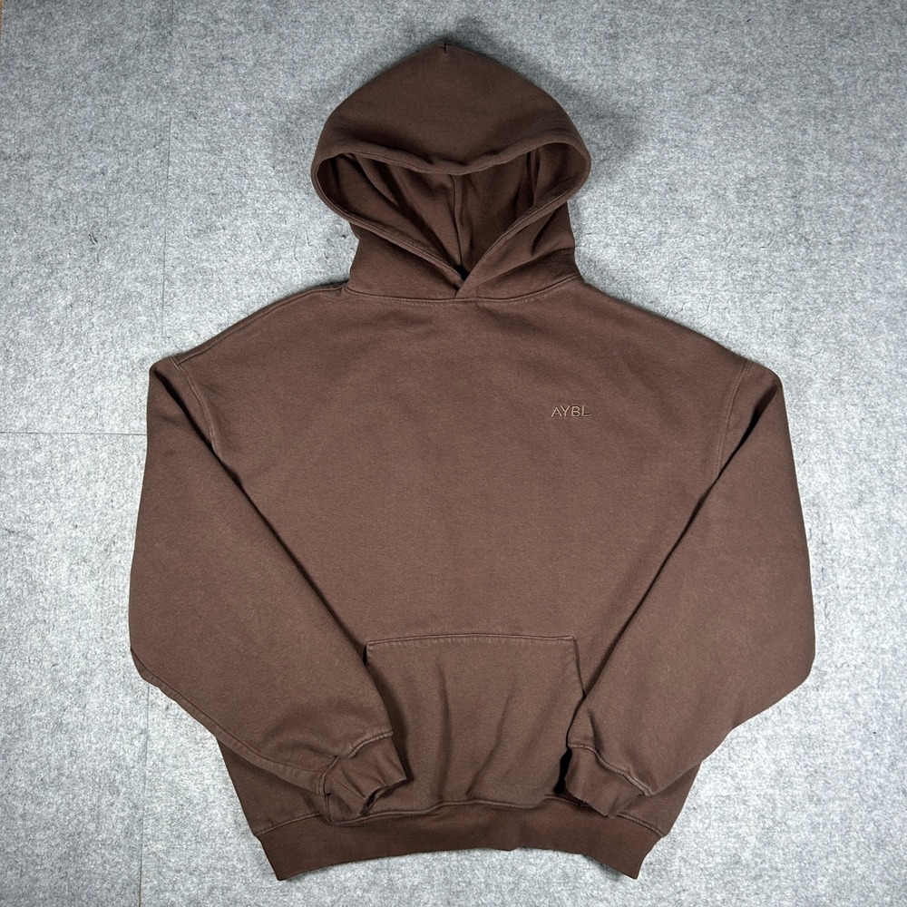 AYBL Hoodie Unisex Large Brown Everyday Oversized Gym Athleisure Pullover